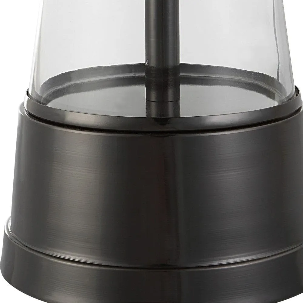 29 Inch Metal Table Lamp, Cone Shaped Glass Base, Silver, Gray By Casagear Home