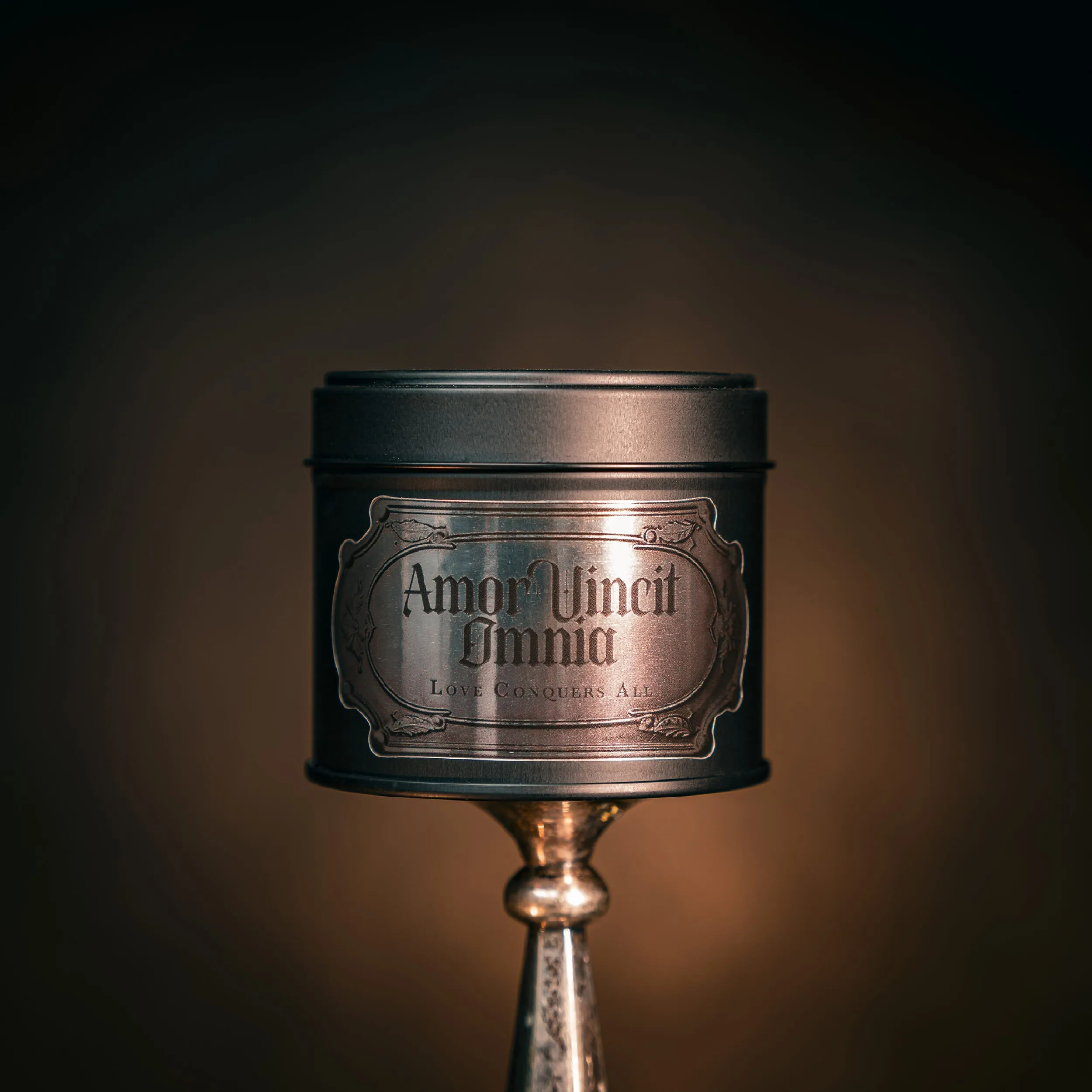 Amor Vincit Omnia Tin Candle