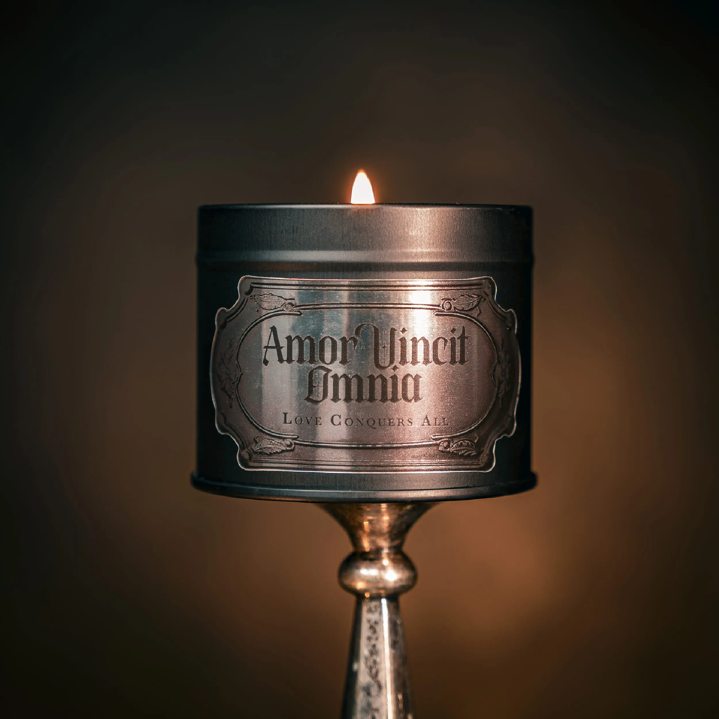 Amor Vincit Omnia Tin Candle