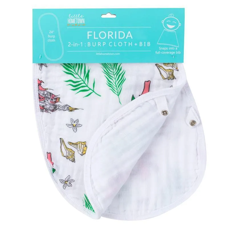 Baby Burp Cloth and Wraparound Bib (Florida Floral)