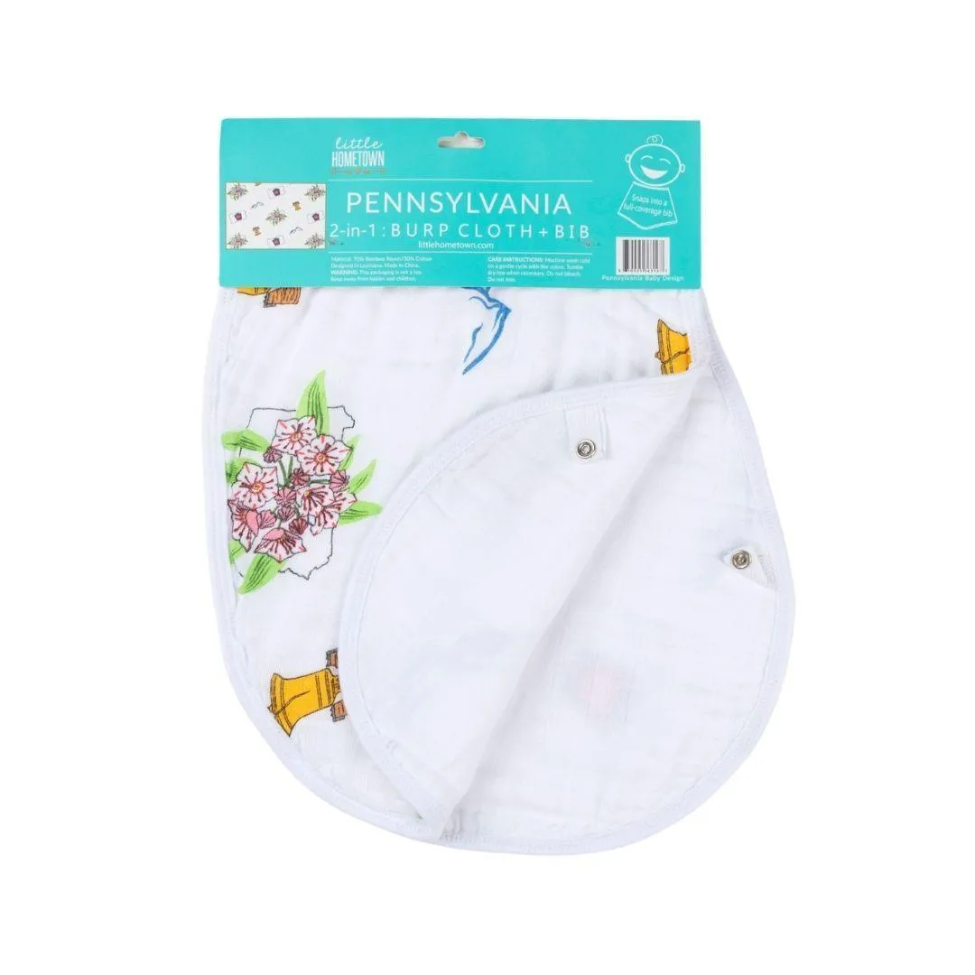 Baby Burp Cloth and Wraparound Bib: Pennsylvania Baby