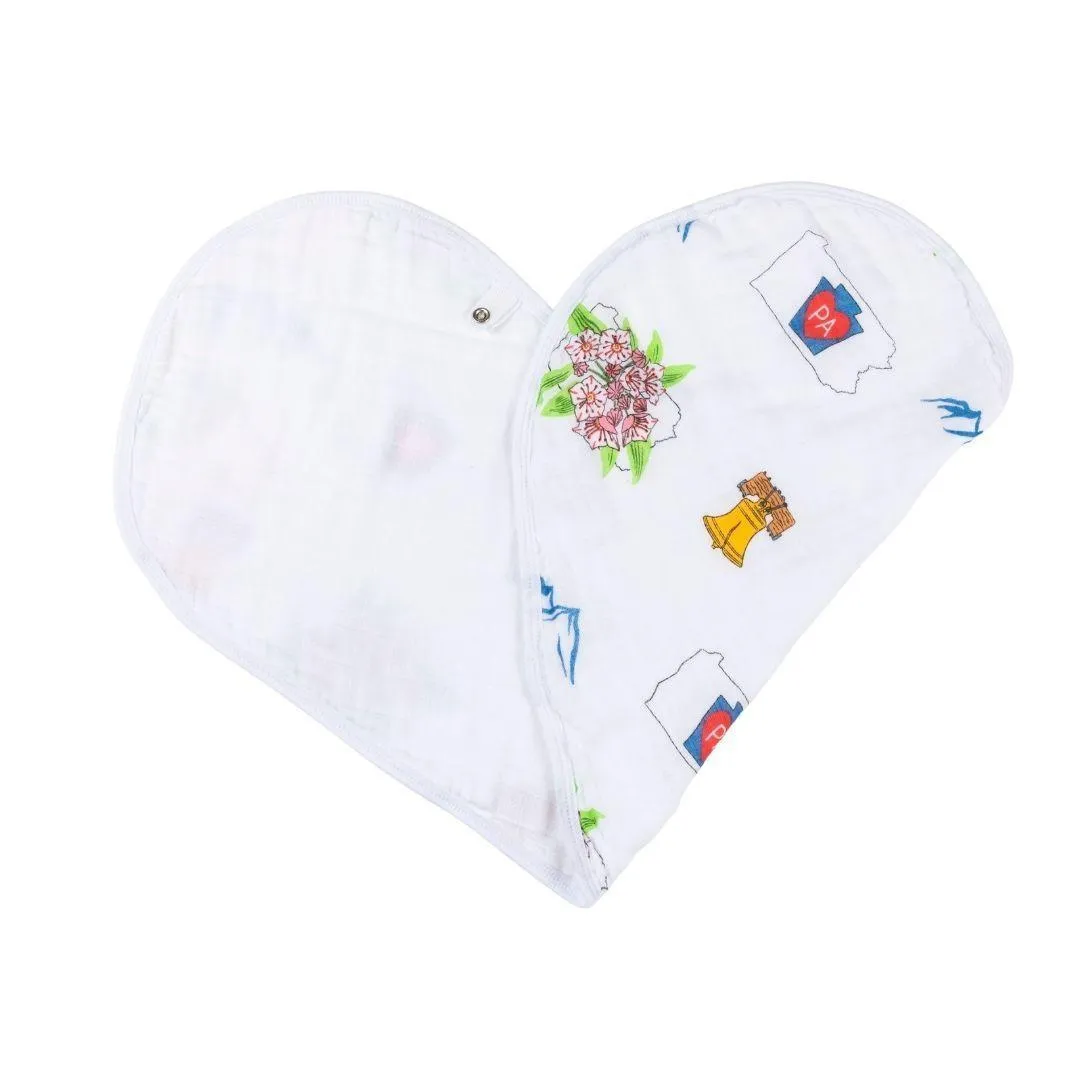 Baby Burp Cloth and Wraparound Bib: Pennsylvania Baby