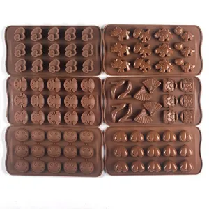 Bekith Silicone Gel Non-stick Chocolate, Jelly and Candy Mold, Cake Baking Mold (Set of 6)