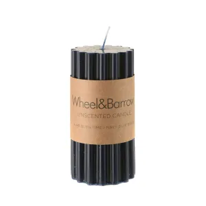 CANDLE Pillar Ribbed Navy Blue 5x10cm