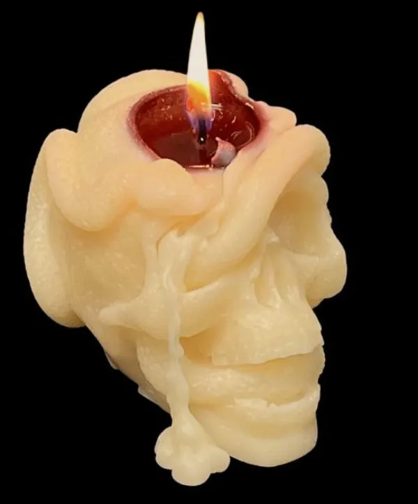 Candle - Skull Pillar 8.5oz - Red