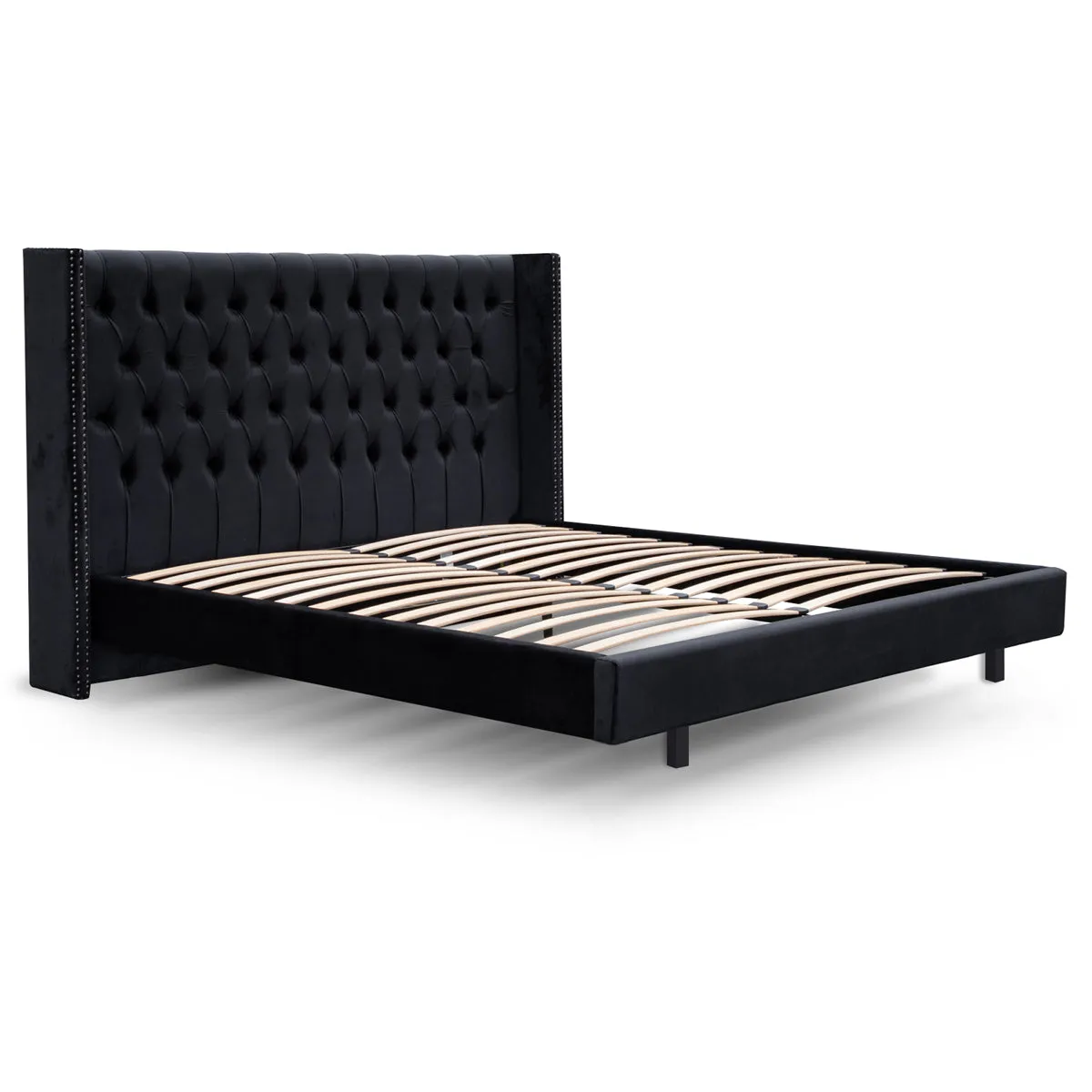 Carolina Queen Bed Frame - Black Velvet