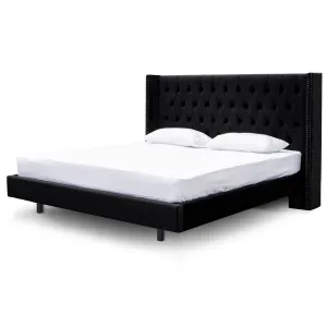Carolina Queen Bed Frame - Black Velvet