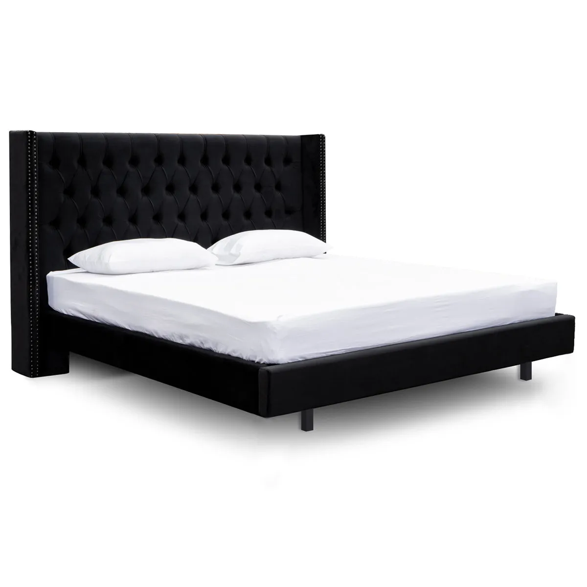 Carolina Queen Bed Frame - Black Velvet