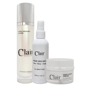 Clair Skin Solutions Rose Dew Mist 100ml & Gentle Exfoliating Cleanser 120ml get Hand & Body Cream 30ml