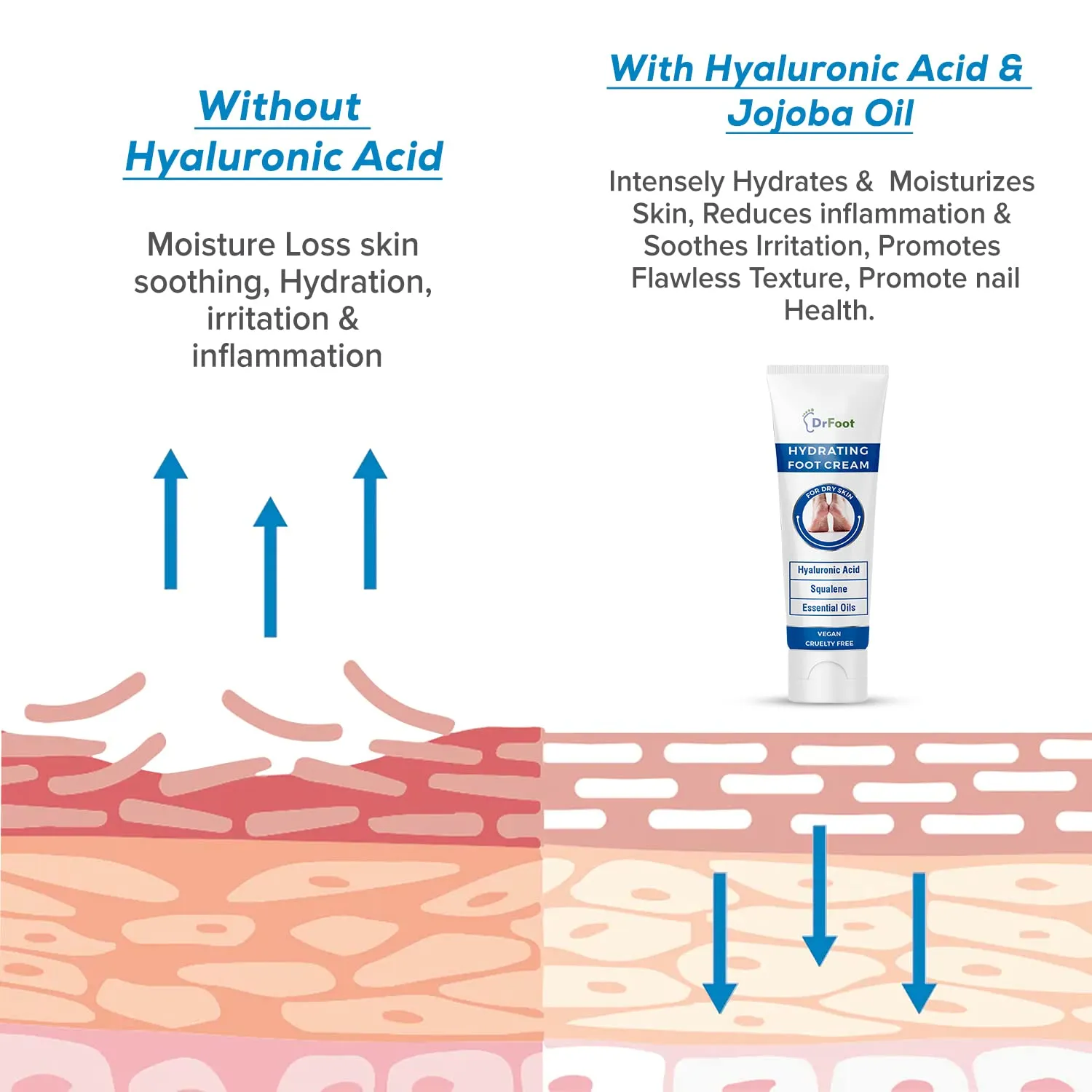 Dr Foot Hydrating Foot Cream Repair Cracked, Rough Heel, Softens Hydrates Dry Feet, Moisturizes, Battles infections & Odor on feet with Tea Tree Oil, Peppermint Oil, Lemon Grass Oil– 50gm (Pack of 10)