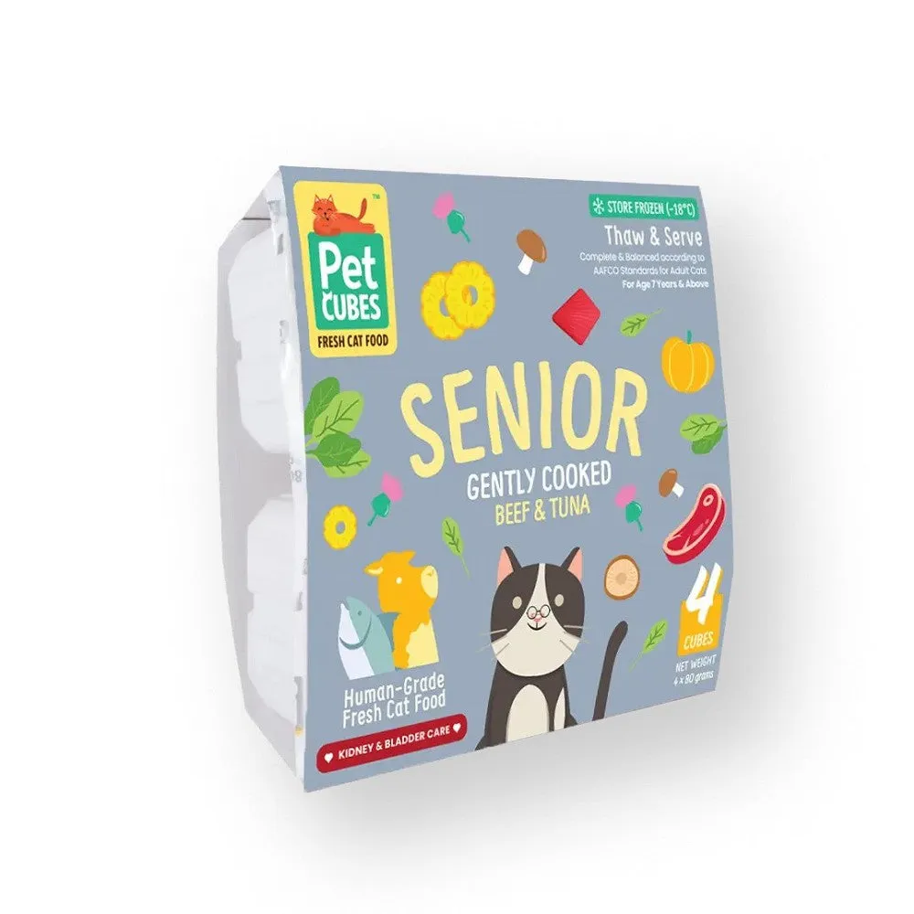 Frozen Fresh Human-Grade Gently Cooked Beef & Tuna Senior Cat Food
