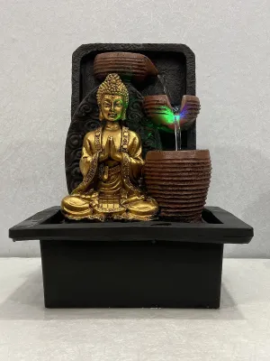 Global Grabbers Polyresin Table Top Indoor Outdoor Water Fall Fountain with LED Lights Home Decor Decoration Gift Gifting Items-GOL_BRO-SF26-(000)