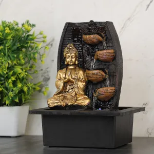 Global Grabbers Polyresin Table Top Indoor Outdoor Water Fall Fountain with LED Lights Home Decor Decoration Gift Gifting Items-GOL_BRO-SF89-(000)