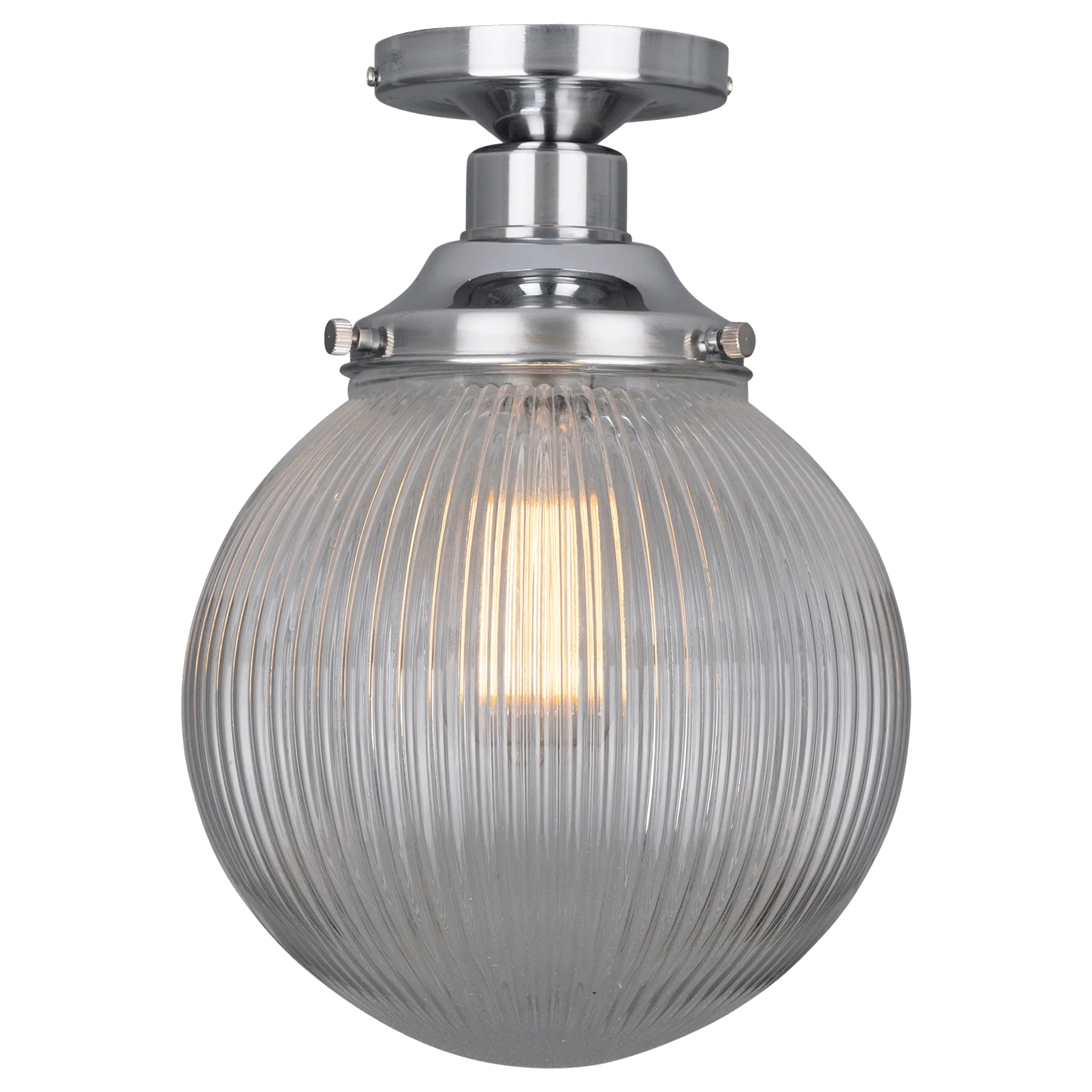 Globe Ribbed Glass Ceiling Light