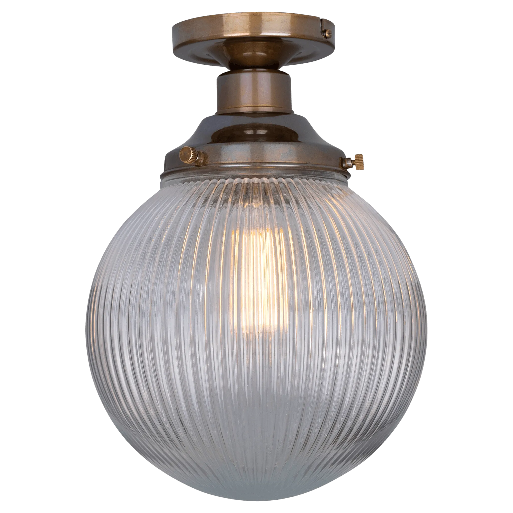 Globe Ribbed Glass Ceiling Light