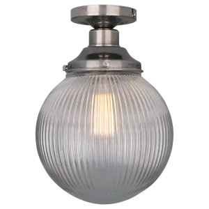 Globe Ribbed Glass Ceiling Light