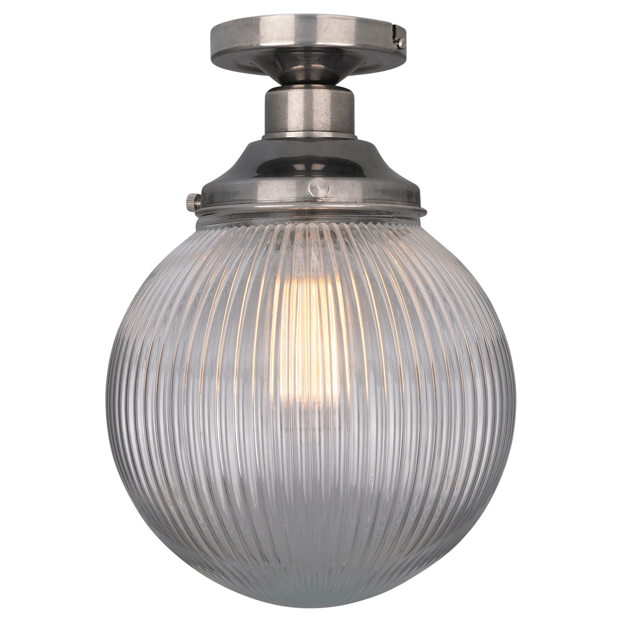Globe Ribbed Glass Ceiling Light