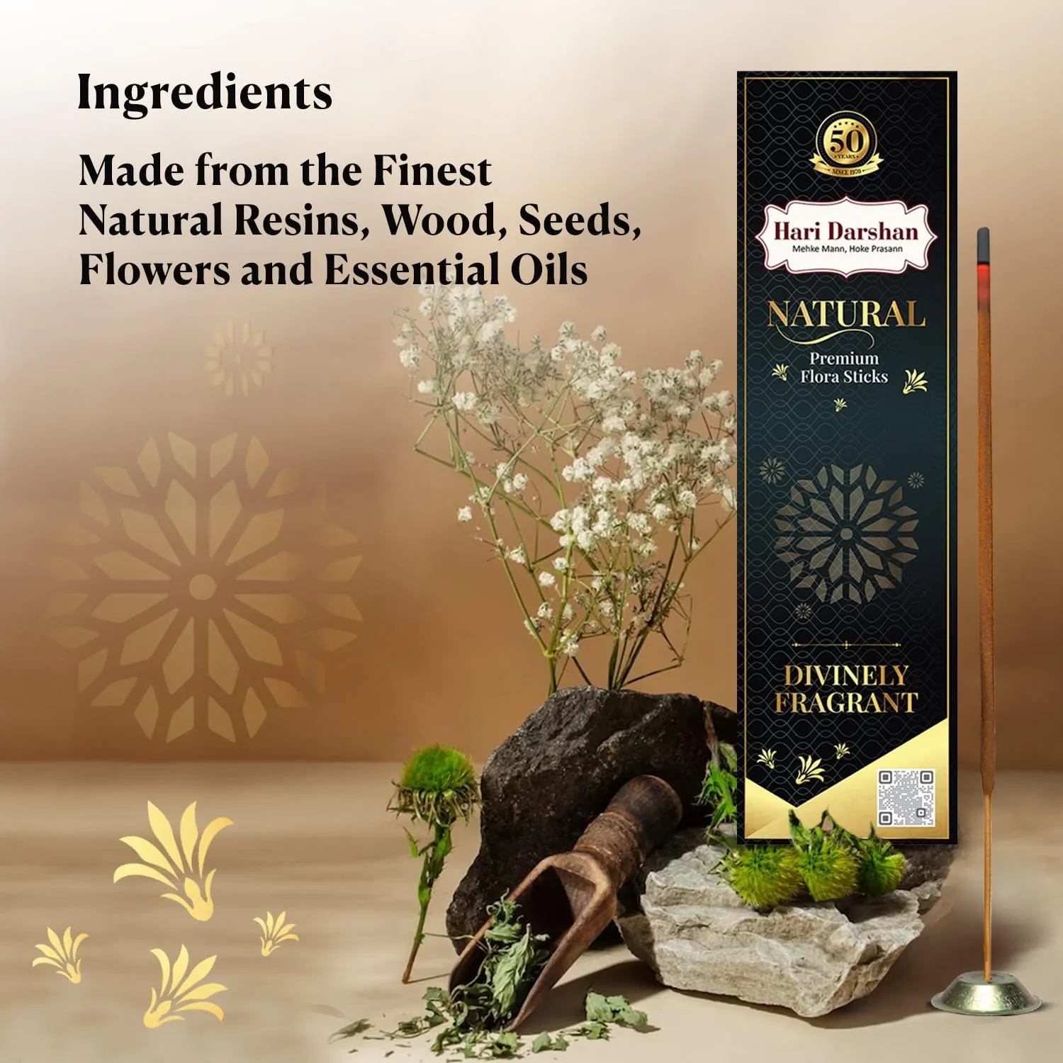 Hari Darshan Black Natural Premium Flora Agarbatti - 90 Sticks | Masala Incense Sticks, Long Lasting Fragrance for Daily Pooja, Havan, Meditation and Yoga | Pack of 2-150gm Each,45 Sticks Each Pack