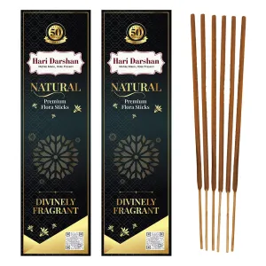 Hari Darshan Black Natural Premium Flora Agarbatti - 90 Sticks | Masala Incense Sticks, Long Lasting Fragrance for Daily Pooja, Havan, Meditation and Yoga | Pack of 2-150gm Each,45 Sticks Each Pack