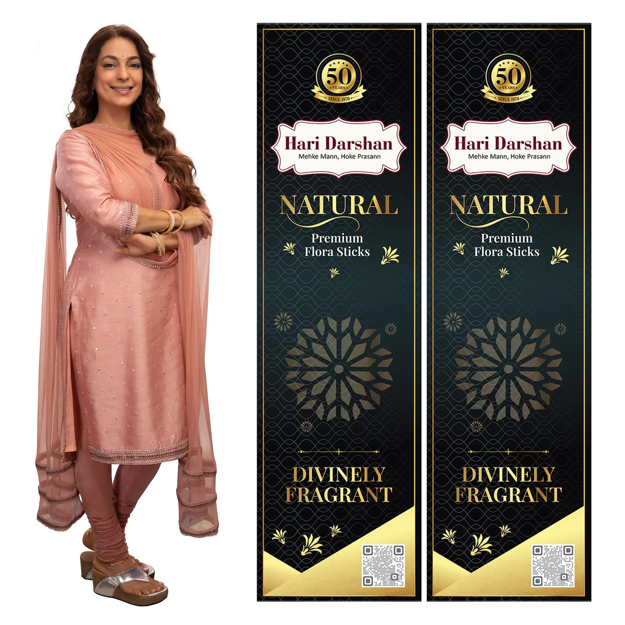 Hari Darshan Black Natural Premium Flora Agarbatti - 90 Sticks | Masala Incense Sticks, Long Lasting Fragrance for Daily Pooja, Havan, Meditation and Yoga | Pack of 2-150gm Each,45 Sticks Each Pack