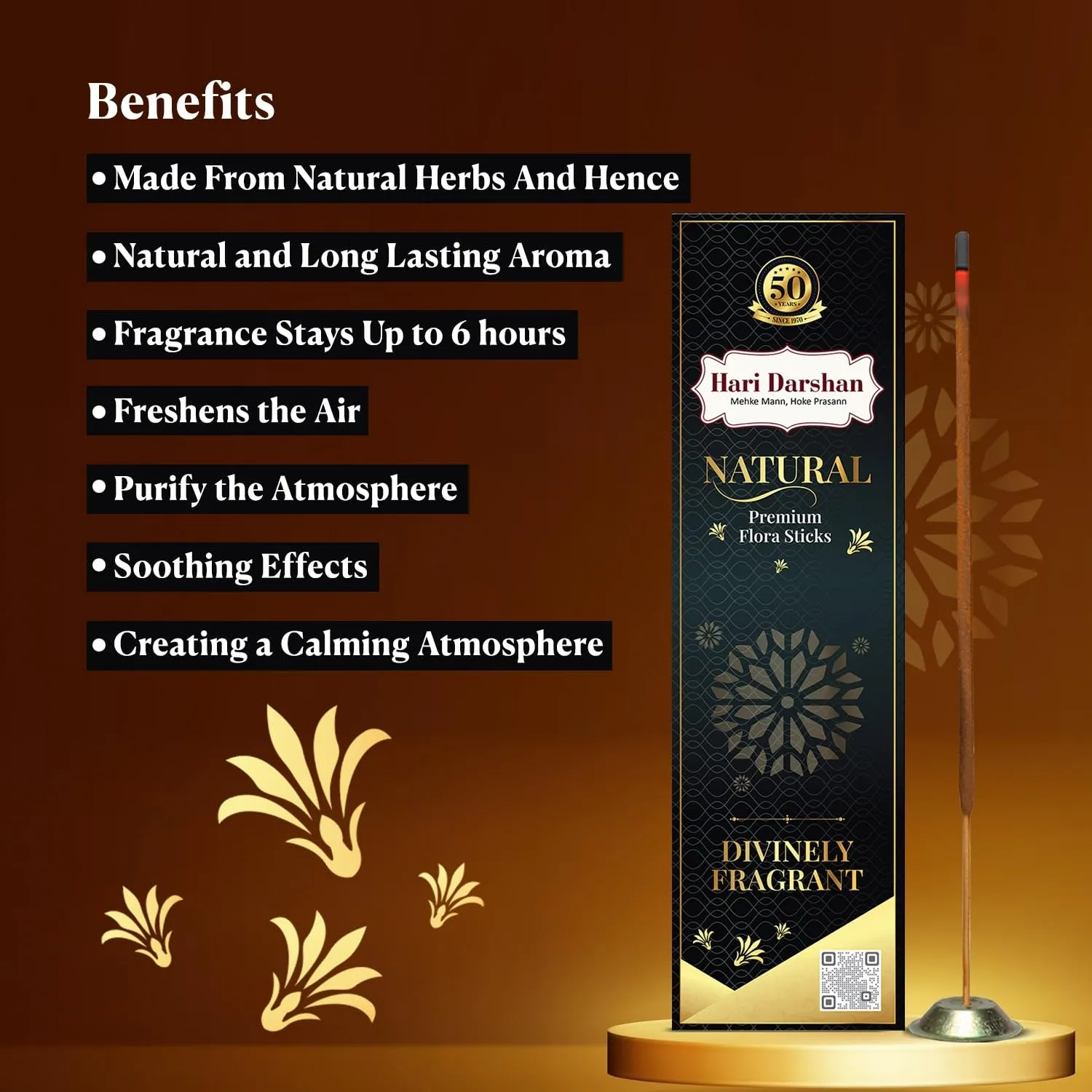 Hari Darshan Black Natural Premium Flora Agarbatti - 90 Sticks | Masala Incense Sticks, Long Lasting Fragrance for Daily Pooja, Havan, Meditation and Yoga | Pack of 2-150gm Each,45 Sticks Each Pack