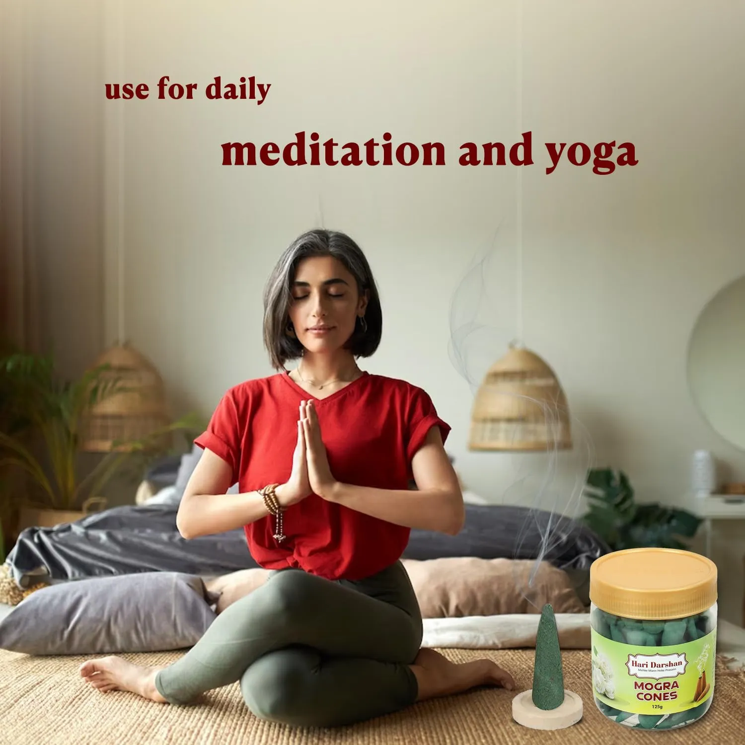 Hari Darshan Dhoop Cones Combo Pack of 4 Fragrance -125gm Each | Rose | Sandal | Lavender | Mogra | Organic Dry Dhoop | Long Lasting Fragrance for Daily Pooja, Meditation