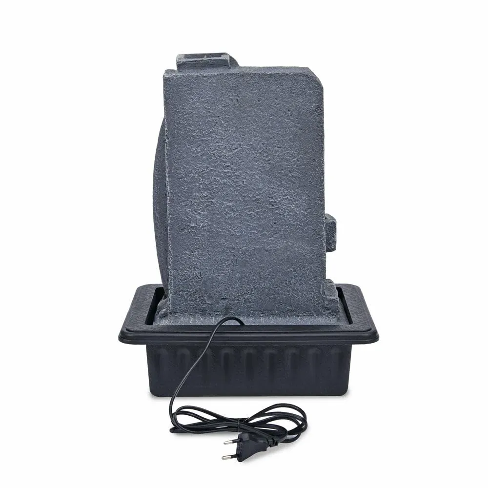 @home by Nilkamal Standing Buddha Water Fountain with LED Light | for Home Decoration, Office, Table Decor and Gifting |30.5 x 24 x 40.8 cm |Grey & Black