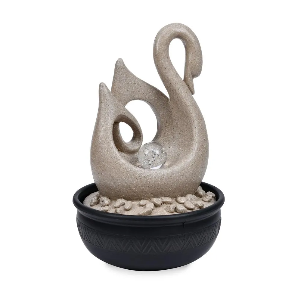 @home by Nilkamal Swan Shaped Decorative Water Fountain with LED Light | for Home Decoration, Office, Table Decor and Gifting |26.5 x 26.5 x 40.5 cm |Sand