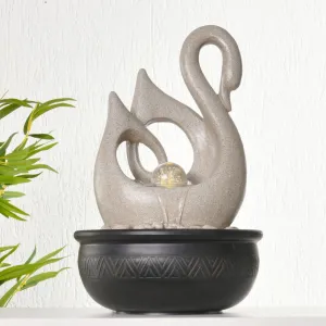 @home by Nilkamal Swan Shaped Decorative Water Fountain with LED Light | for Home Decoration, Office, Table Decor and Gifting |26.5 x 26.5 x 40.5 cm |Sand