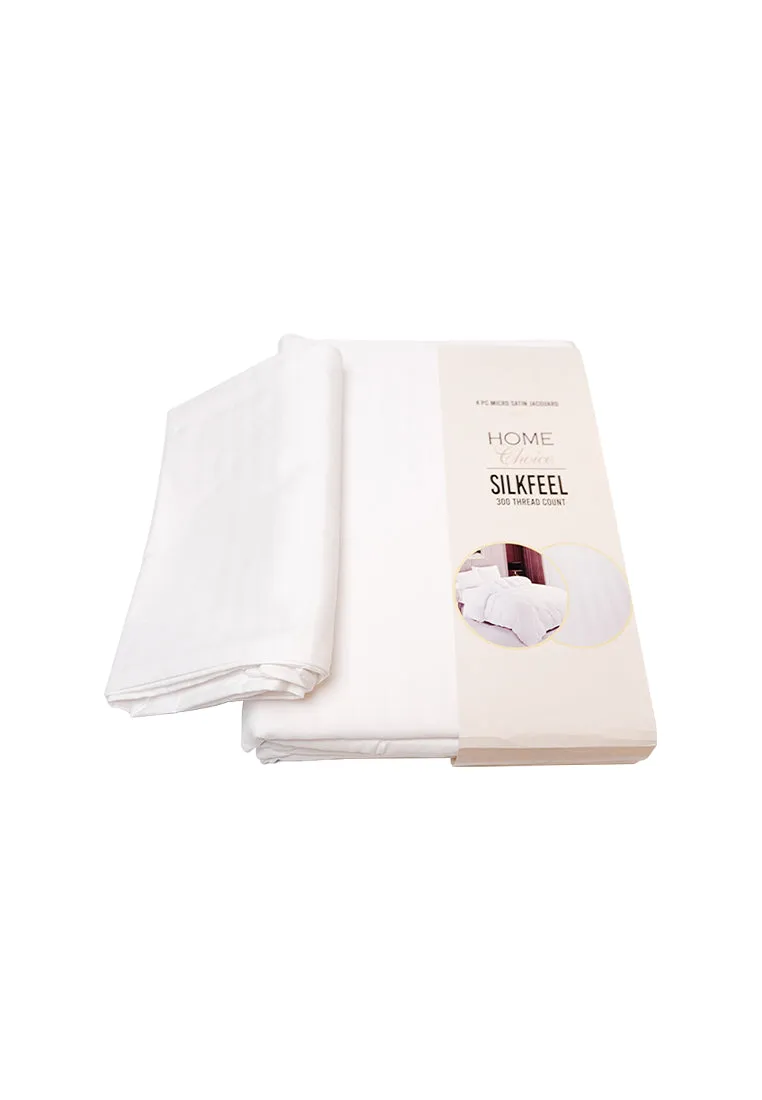 Jacquard Stripes Bedsheet Fitted Sheet - King with 2pc Pillow Case