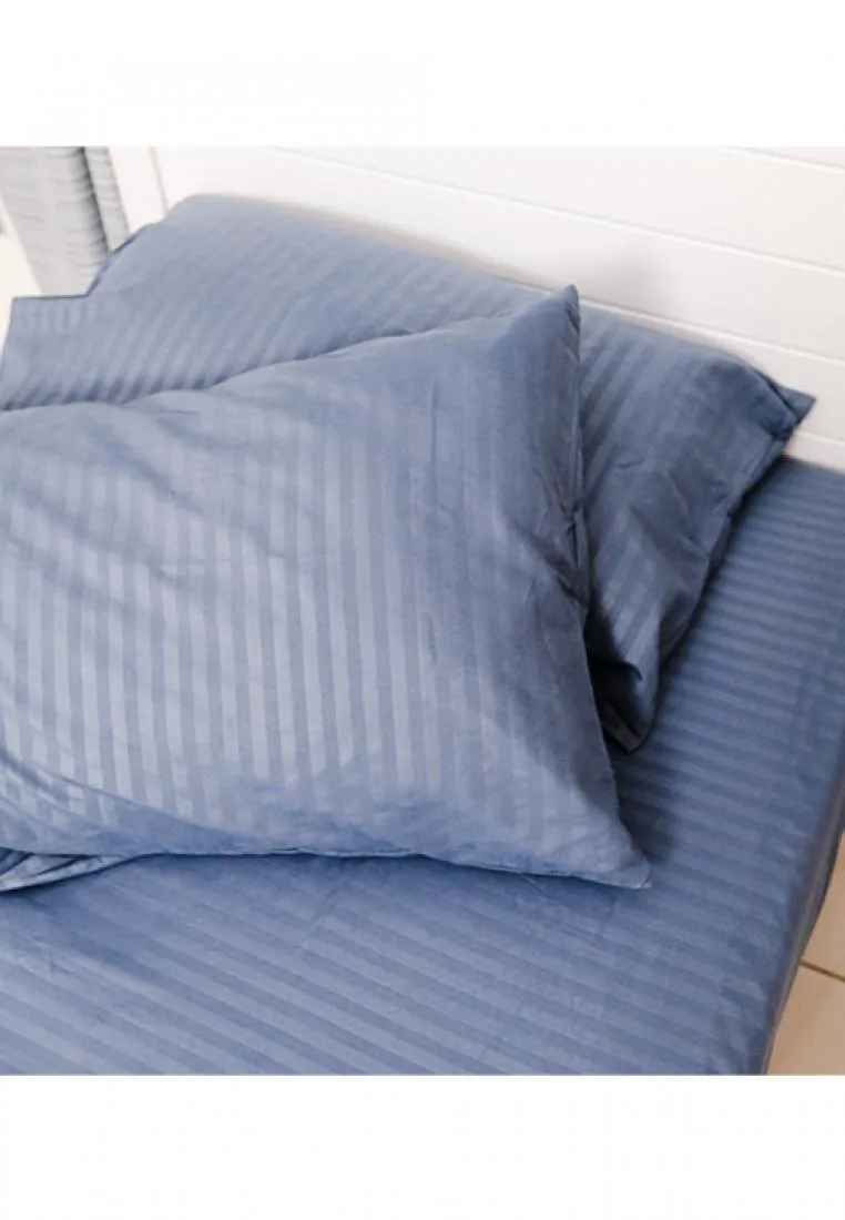 Jacquard Stripes Bedsheet Fitted Sheet - King with 2pc Pillow Case
