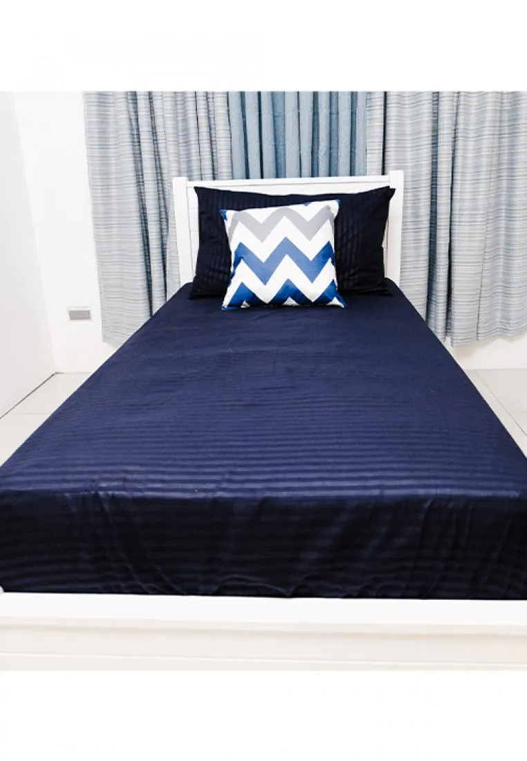 Jacquard Stripes Bedsheet Fitted Sheet - King with 2pc Pillow Case