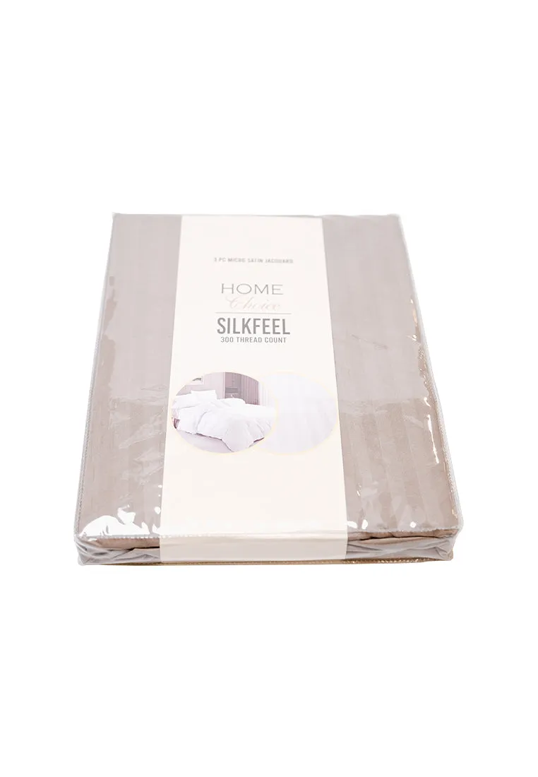 Jacquard Stripes Bedsheet Fitted Sheet - Queen with 1pc Flat Sheet and 2pc Pillow Case