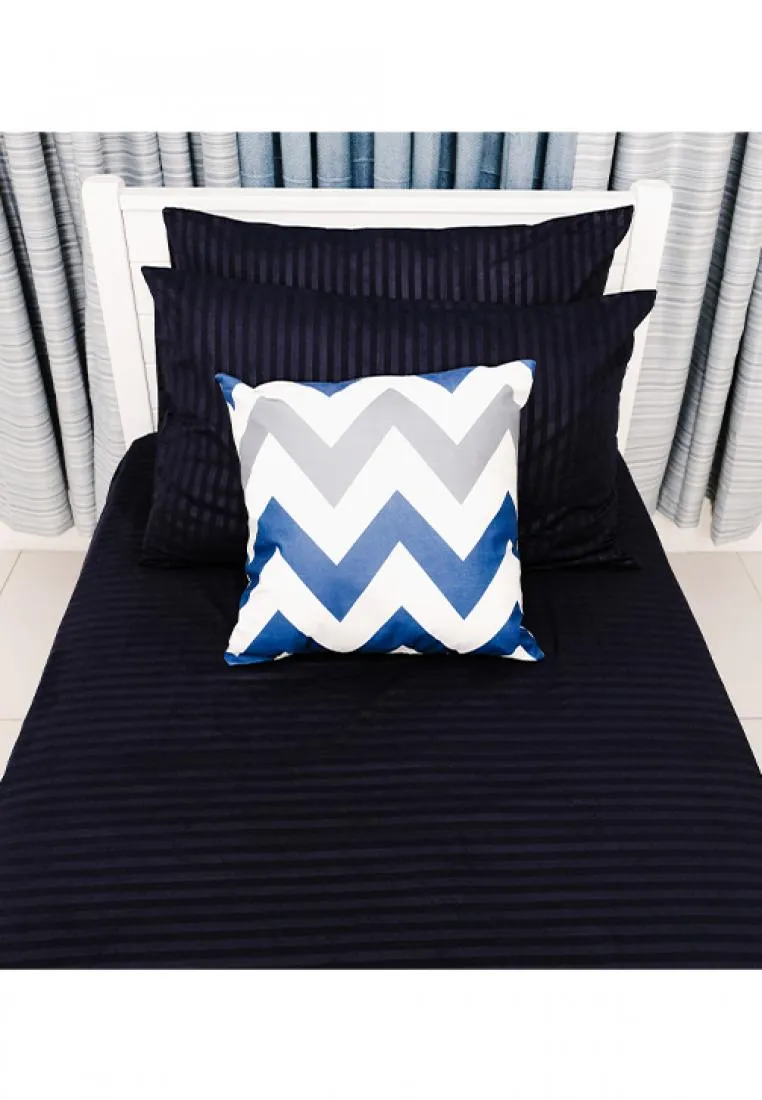 Jacquard Stripes Bedsheet Fitted Sheet - Queen with 1pc Flat Sheet and 2pc Pillow Case