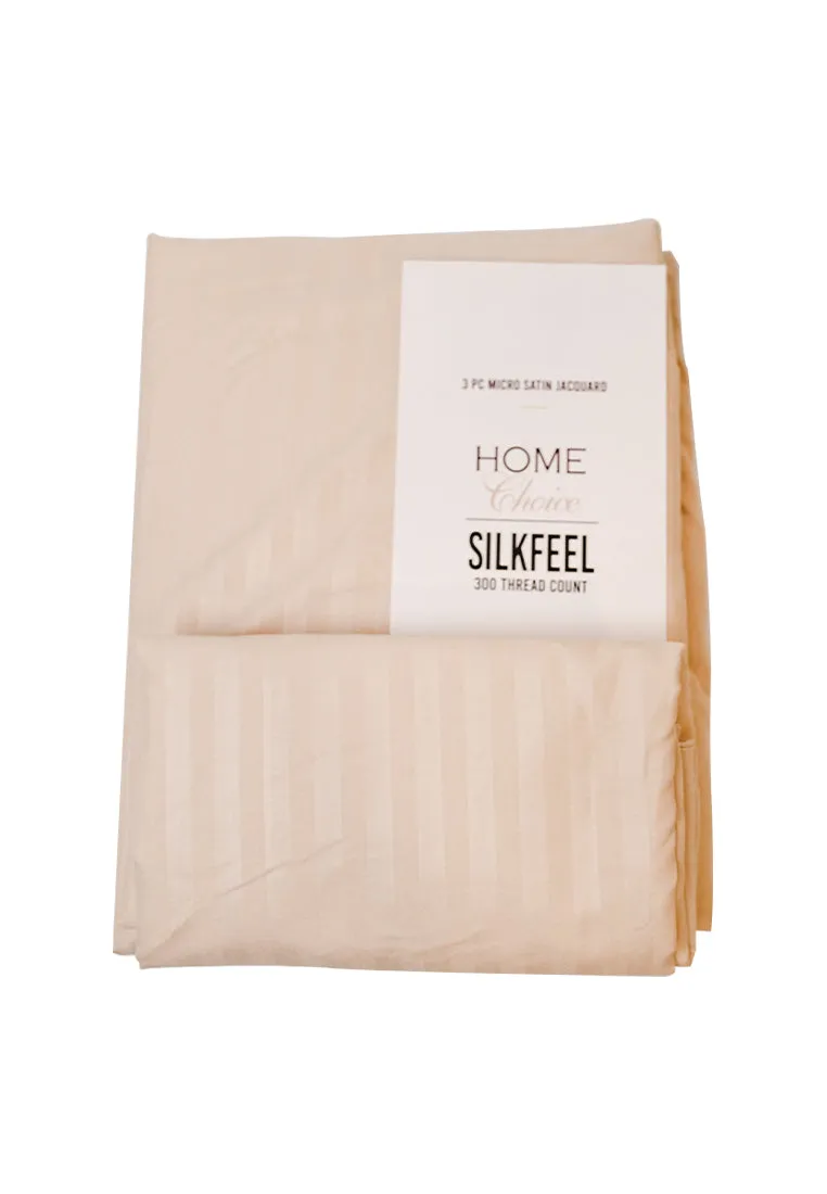 Jacquard Stripes Bedsheet Fitted Sheet - Queen with 1pc Flat Sheet and 2pc Pillow Case