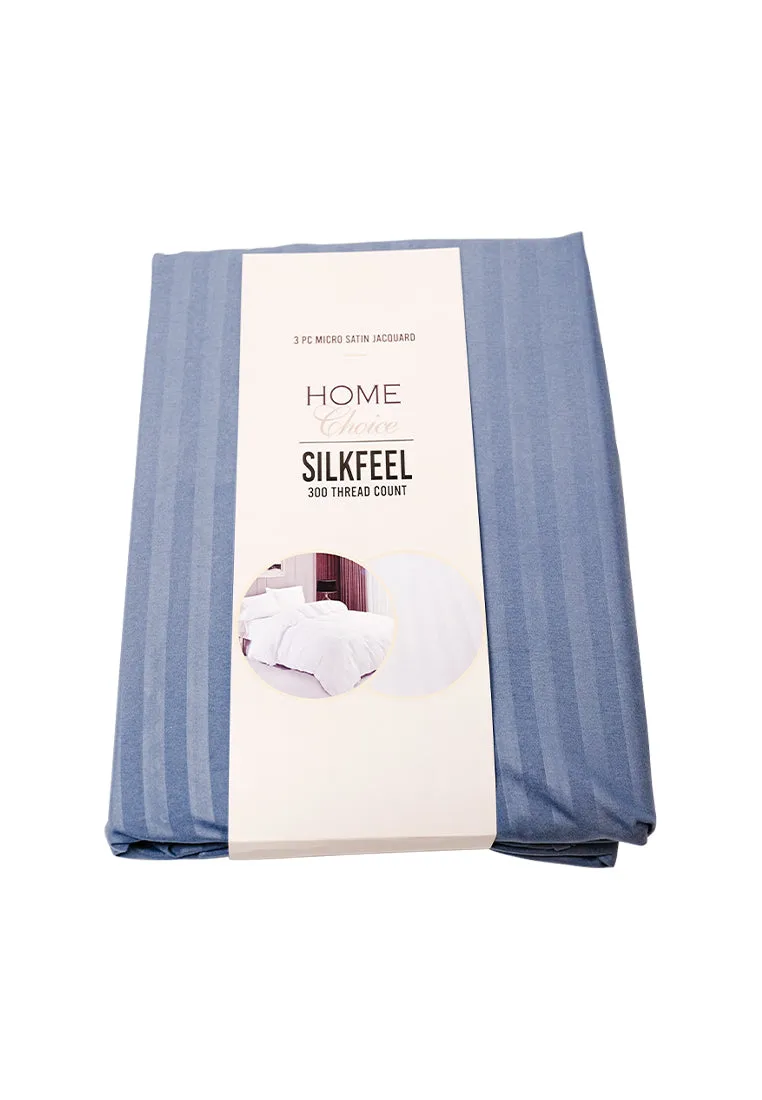 Jacquard Stripes Bedsheet Fitted Sheet - Queen with 1pc Flat Sheet and 2pc Pillow Case