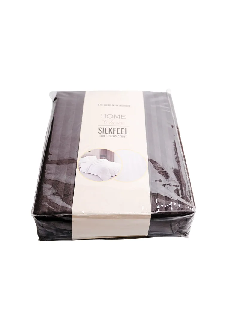 Jacquard Stripes Bedsheet Fitted Sheet - Queen with 1pc Flat Sheet and 2pc Pillow Case
