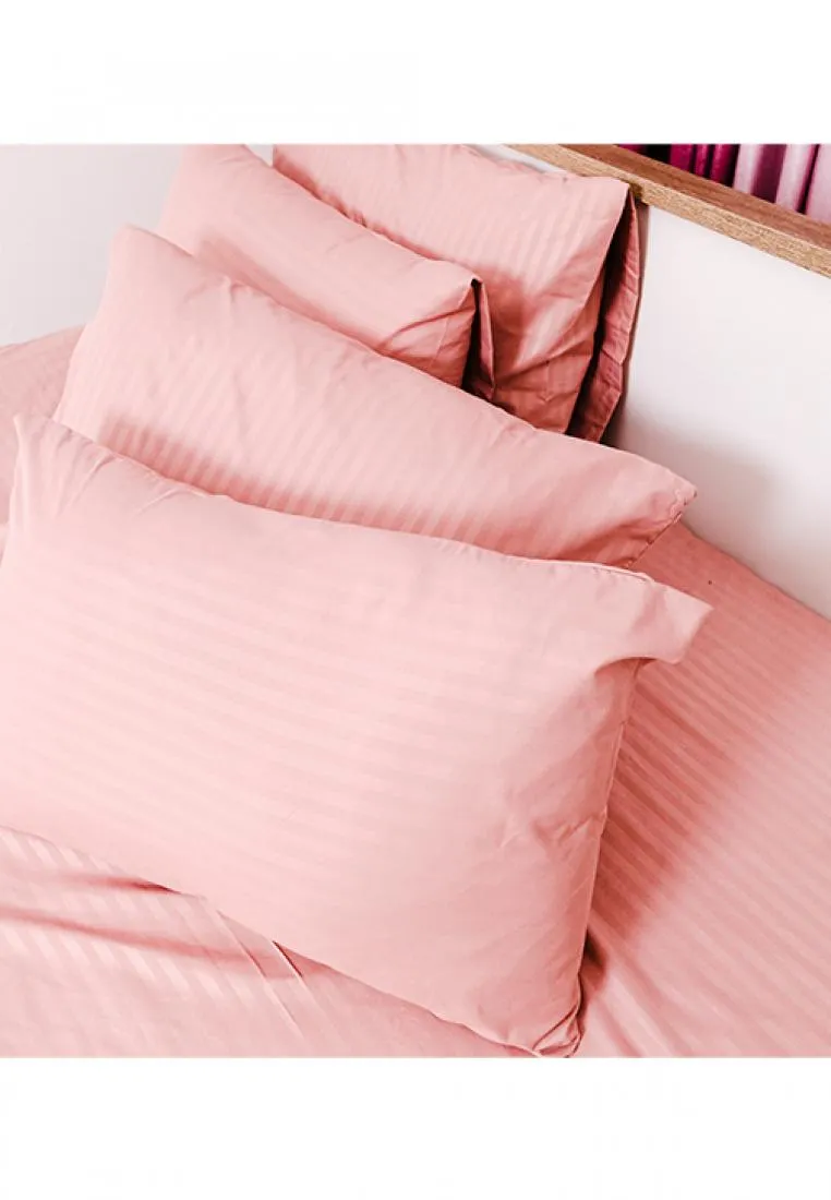 Jacquard Stripes Bedsheet Fitted Sheet - Queen with 1pc Flat Sheet and 2pc Pillow Case