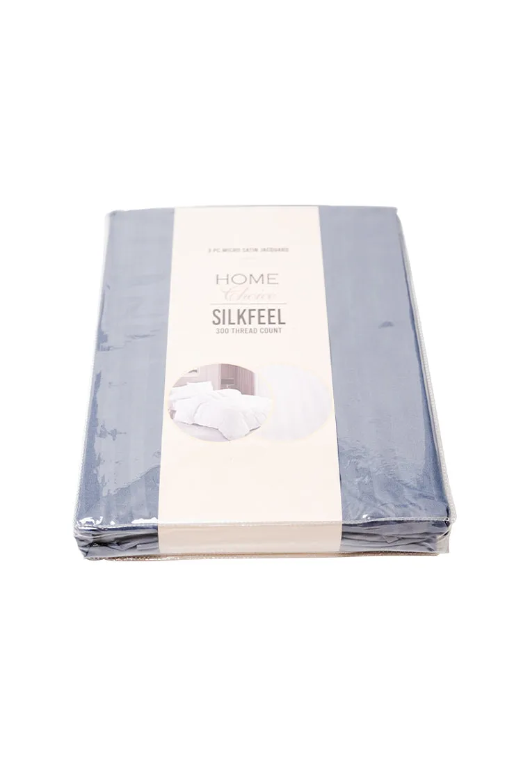 Jacquard Stripes Bedsheet Fitted Sheet - Queen with 1pc Flat Sheet and 2pc Pillow Case