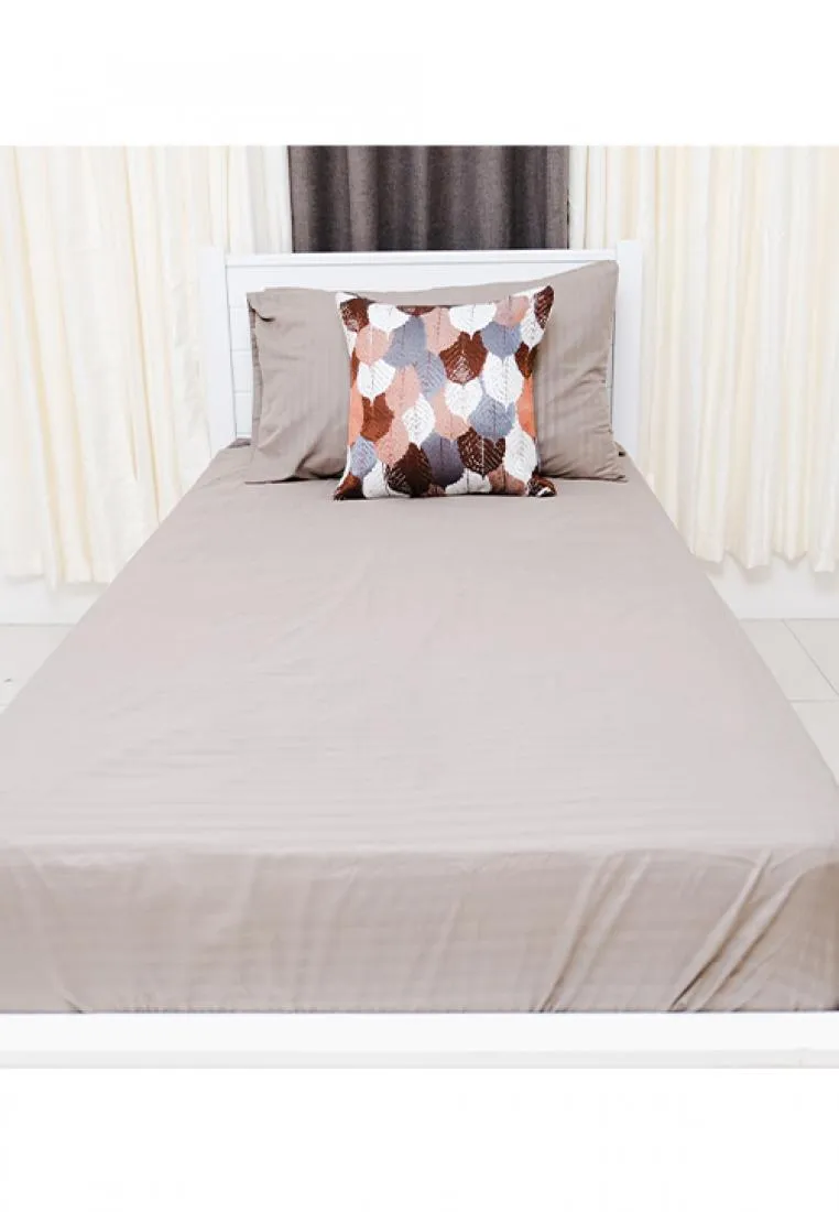 Jacquard Stripes Bedsheet Fitted Sheet - Queen with 1pc Flat Sheet and 2pc Pillow Case