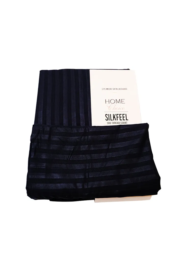 Jacquard Stripes Bedsheet Fitted Sheet - Queen with 1pc Flat Sheet and 2pc Pillow Case