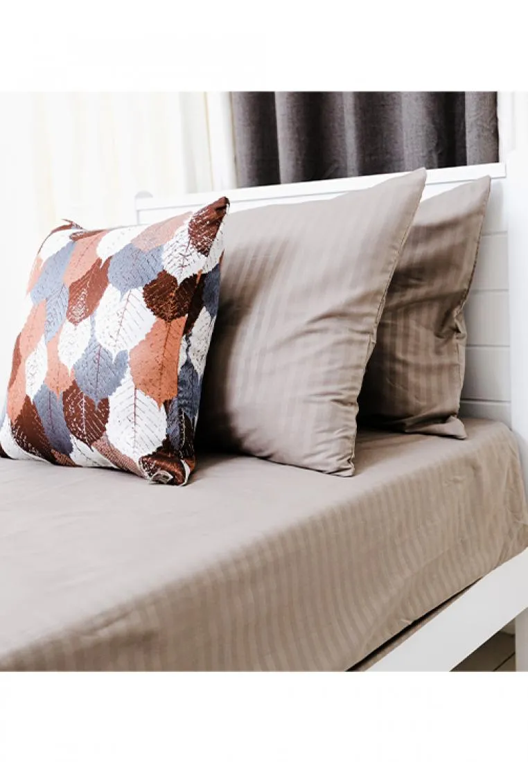 Jacquard Stripes Bedsheet Fitted Sheet - Queen with 1pc Flat Sheet and 2pc Pillow Case