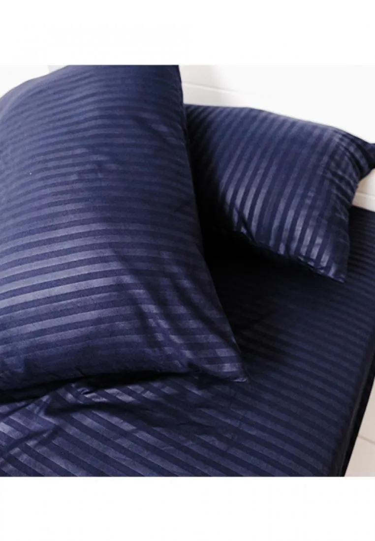 Jacquard Stripes Bedsheet Fitted Sheet - Queen with 1pc Flat Sheet and 2pc Pillow Case