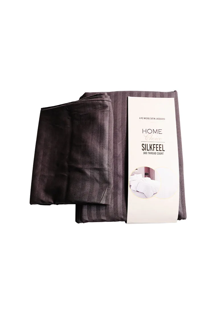 Jacquard Stripes Bedsheet Fitted Sheet - Queen with 1pc Flat Sheet and 2pc Pillow Case