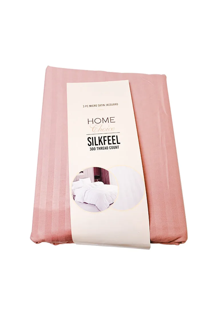 Jacquard Stripes Bedsheet Fitted Sheet - Queen with 1pc Flat Sheet and 2pc Pillow Case