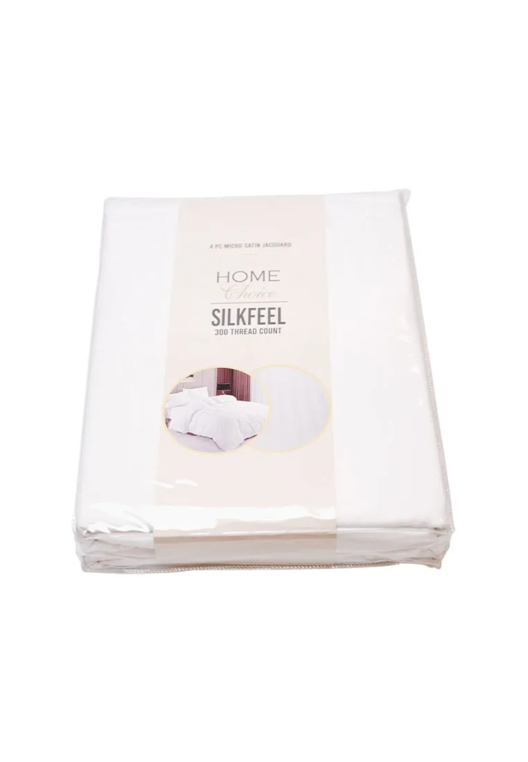 Jacquard Stripes Bedsheet Fitted Sheet - Queen with 1pc Flat Sheet and 2pc Pillow Case