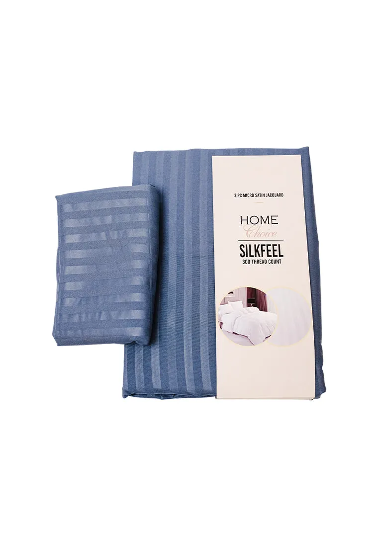 Jacquard Stripes Bedsheet Fitted Sheet - Queen with 1pc Flat Sheet and 2pc Pillow Case
