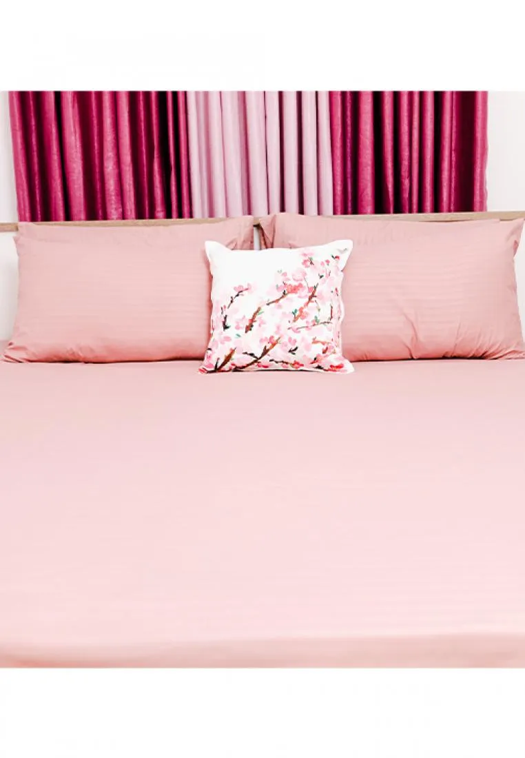 Jacquard Stripes Bedsheet Fitted Sheet - Queen with 1pc Flat Sheet and 2pc Pillow Case