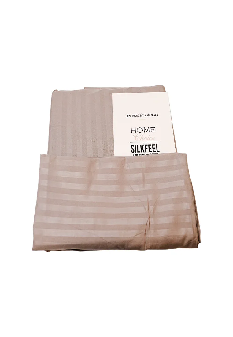 Jacquard Stripes Bedsheet Fitted Sheet - Queen with 1pc Flat Sheet and 2pc Pillow Case