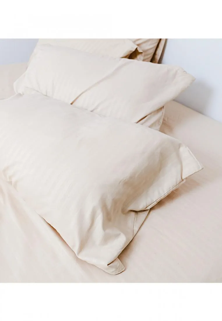Jacquard Stripes Bedsheet Fitted Sheet - Queen with 1pc Flat Sheet and 2pc Pillow Case
